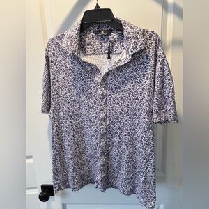 Hart Schaffner Marx Purple and White Floral Button Down Shirt